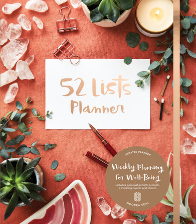 52 Lists Planner Undated 12-month Monthly/Weekly Spiralbound Planner with Pocket (Coral Crystal) by Moorea Seal