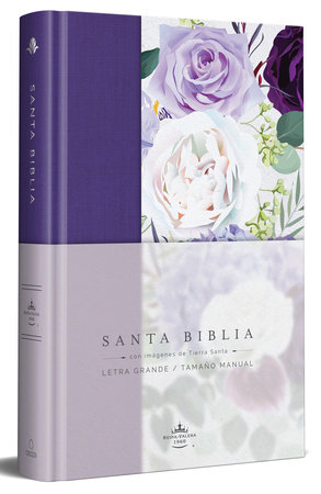 Biblia RVR1960 Tapa dura y tela morada con flores tamaño manual / Spanish Bible RVR 1960 Handy Size Large Print Hardcover Cloth with Purple Floral by Reina Valera Revisada 1960