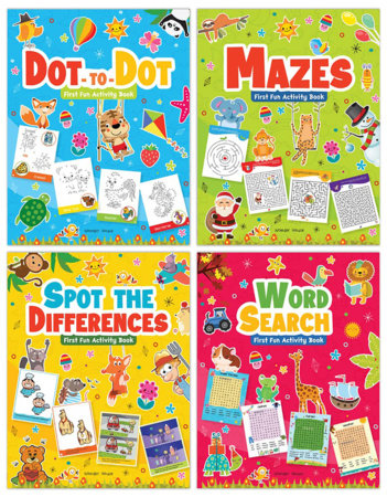 My First Fun Activity Boxset of 4 Books: Spot the Difference, Mazes, Word Search & Dot to Dot by Wonder House Books