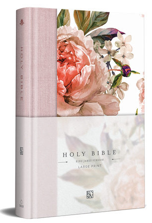 KJV Holy Bible, Large Print Medium Format, Pink Cloth Hardcover with Floral Design, Ribbon Marker, Red Letter by ORIGIN