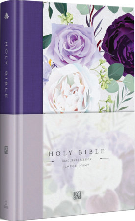 KJV Holy Bible, Large Print Medium Format, Purple Cloth Hardcover with Floral Design, Ribbon Marker, Red Letter by ORIGIN
