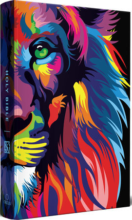 KJV Holy Bible, Multi Color Lion of Judah, Large Print, Handy Size format, Hardcover, Ribbon Marker, and Red Letter by ORIGIN