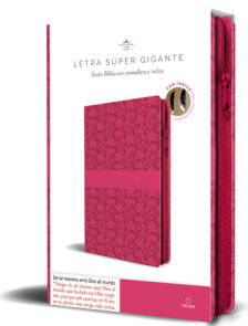 Biblia Reina Valera Revisada 1960 letra súper gigante, símil piel fucsia rosada, cremallera e índice / Spanish Bible RVR 1960 Super Giant Print, Fuchsia Pink